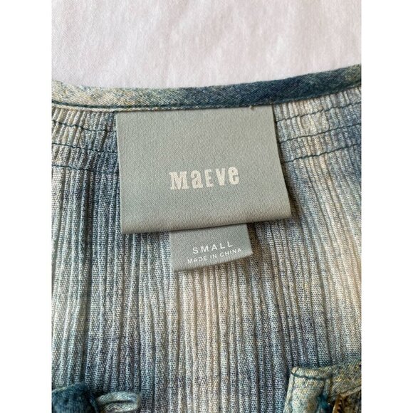 Anthropologie Maeve Women's Small Plaid Tunic Top 100% Rayon Button Front - Picture 3 of 8